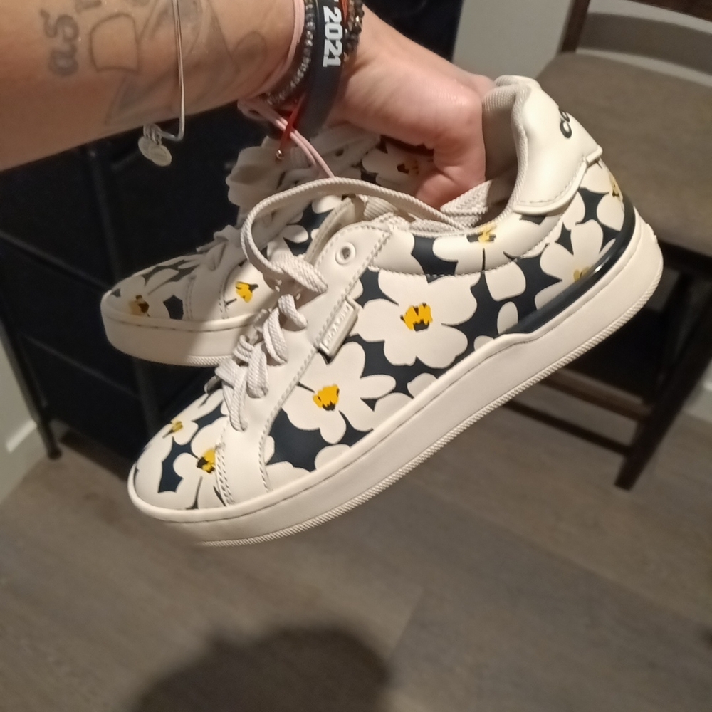 Coach Floral Print Sneakers - Black, White, Yellow